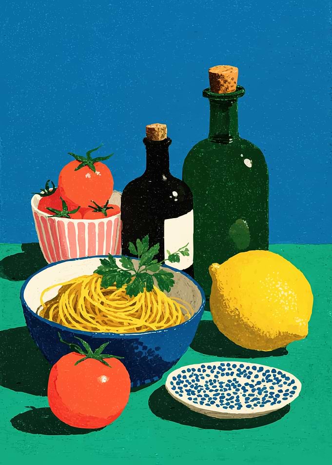 Still Life with Pasta and Tomatoes