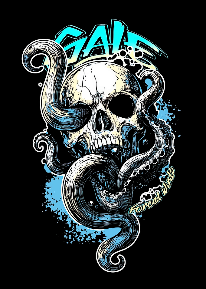 Skull with Tentacles and Text