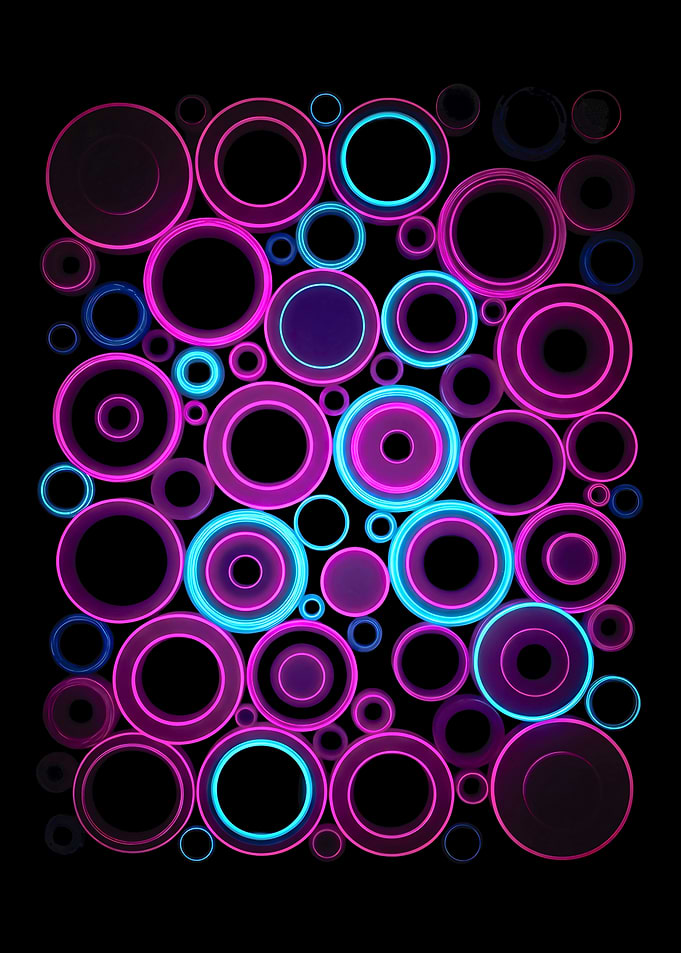 Neon Synthwave Circle Matrix Abstract Background
