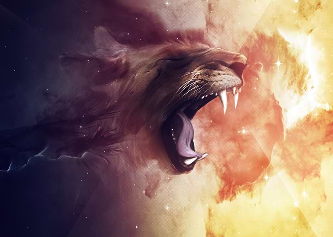 Roaring Lion in Cosmic Nebula