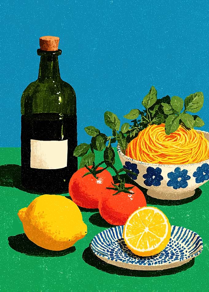 Still Life with Pasta and Wine