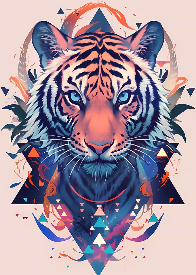 Geometric Tiger Portrait