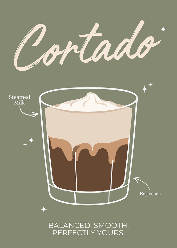 Cortado Coffee Poster – Minimalist Coffee Wall Art for Café & Home Bar