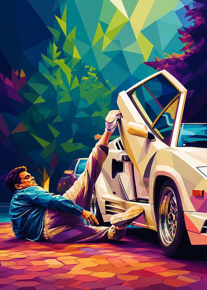 Man struggling with car door