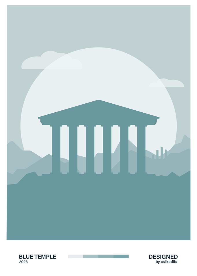 Minimalistic Blue Temple