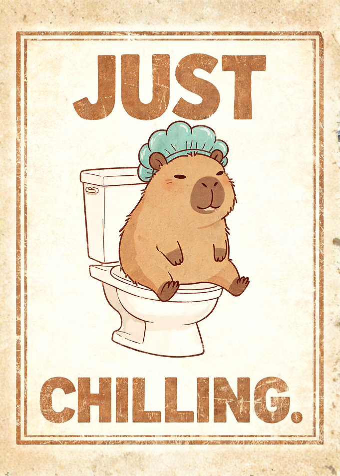 Capybara Chilling on Toilet
