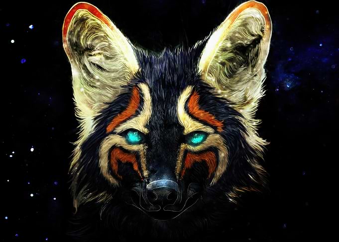 Mystical Wolf with Glowing Eyes