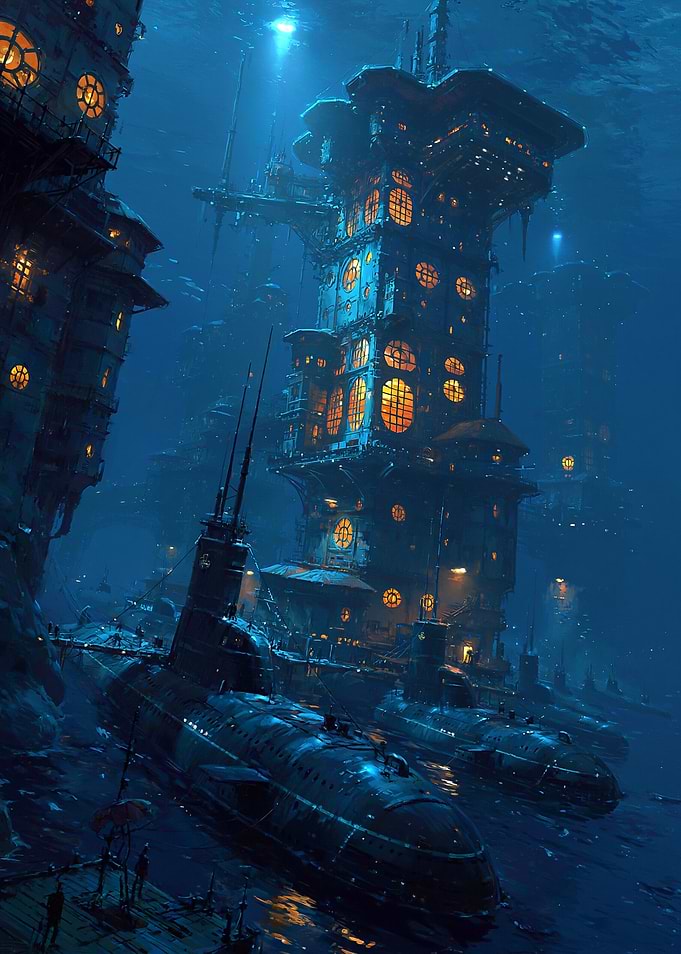 Underwater City with Submarines