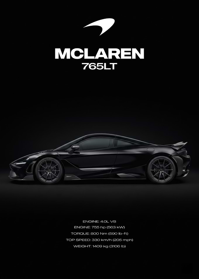 McLaren 765LT Black Sports Car