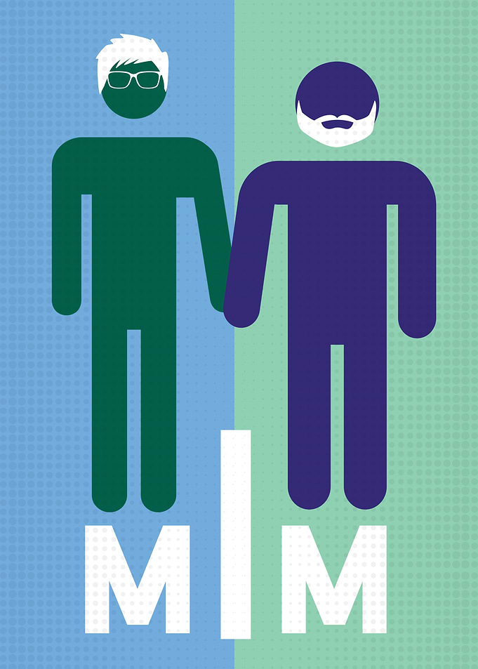 Cute Men's Washroom MLM Gay Male Pride Flag