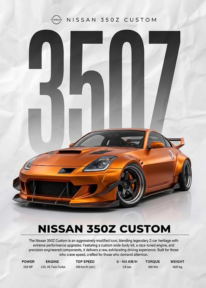 A striking Custom Nissan 350Z Car poster