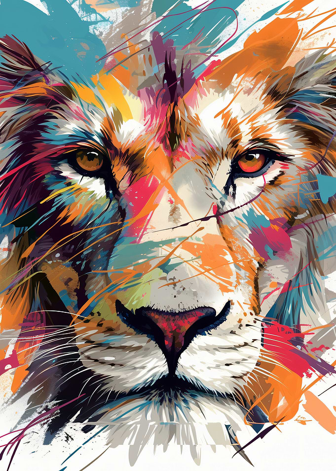 Colorful Lion Portrait