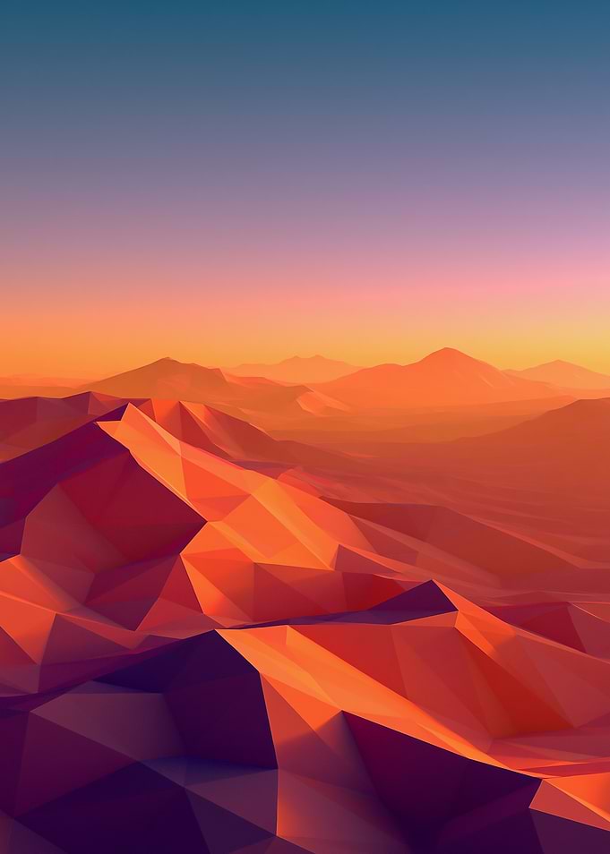 Low Poly Desert Landscape at Sunset