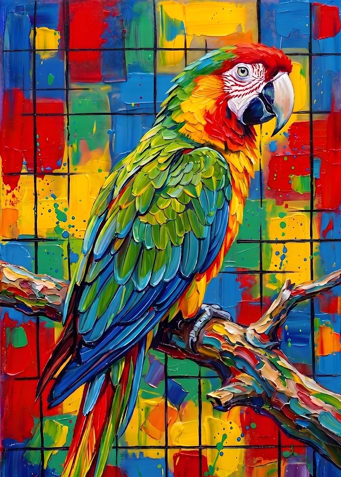 Tropical Macaw on a Branch