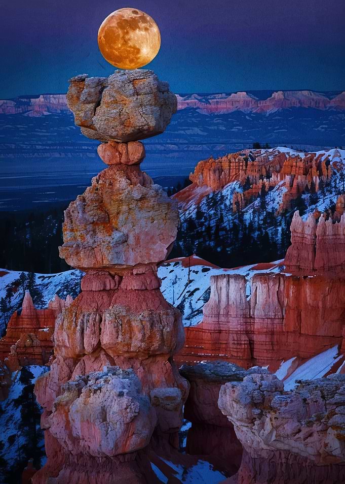 Balanced Rock Under Full Moon