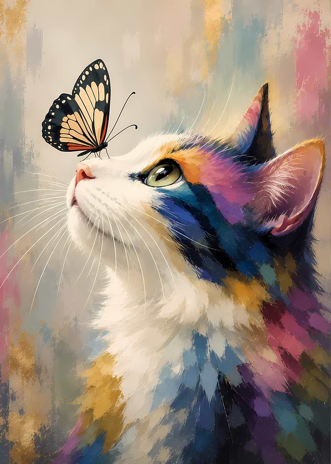 Cat and Butterfly Painting