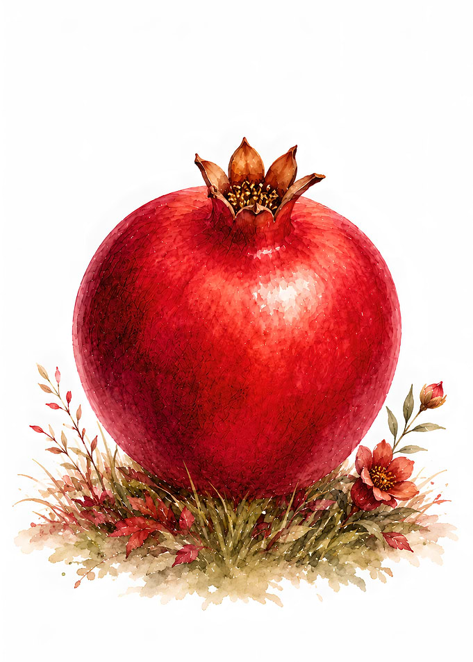 Pomegranate with Flowers