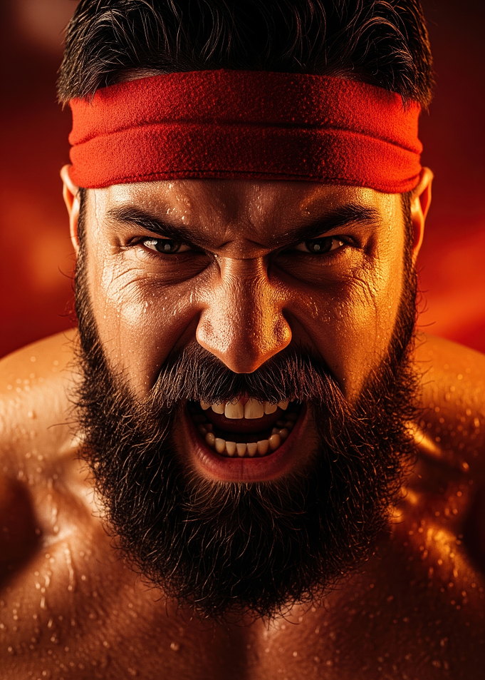 Furious Man with Red Headband
