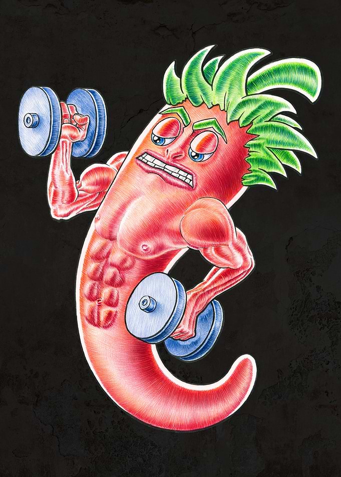 Muscular Chilli Pepper Lifting Weights