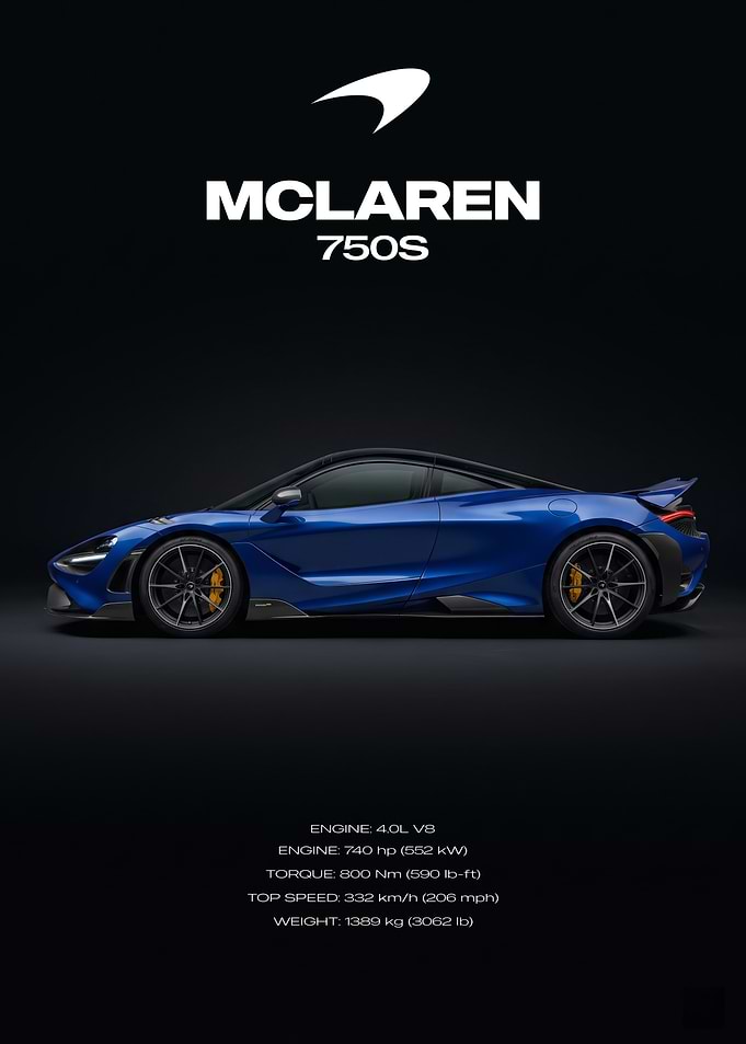 McLaren 750S Blue Sports Car