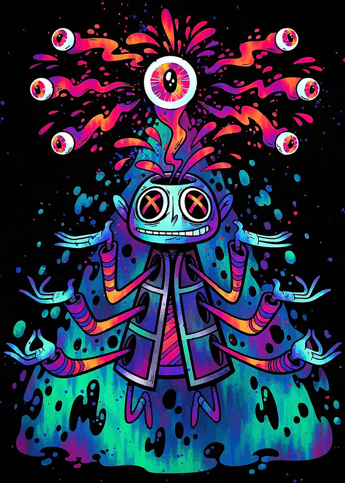 Psychedelic Multi-Eyed Monster