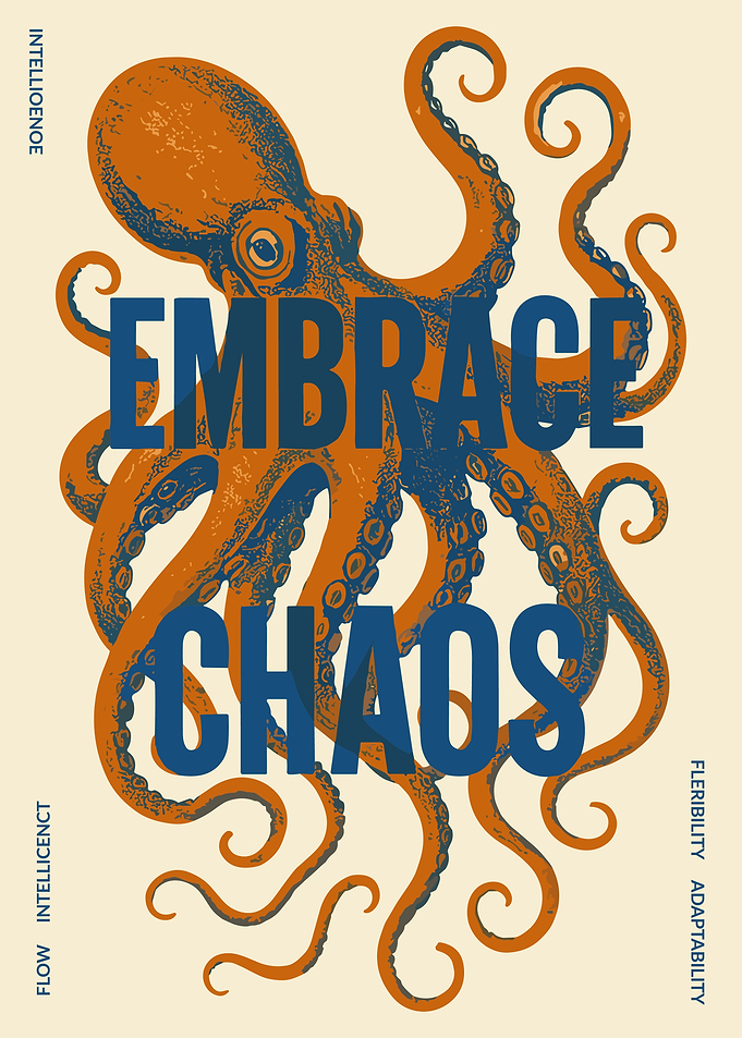 Embrace Chaos Octopus Vintage Poster Art Retro Nautical Wall Decor