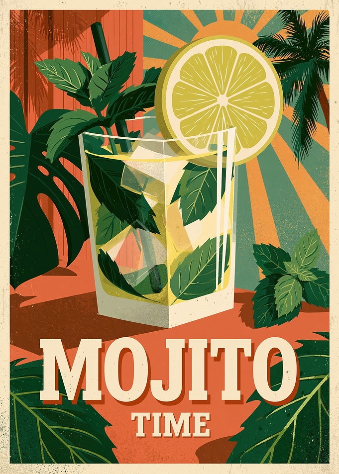 Mojito Time Vintage Poster