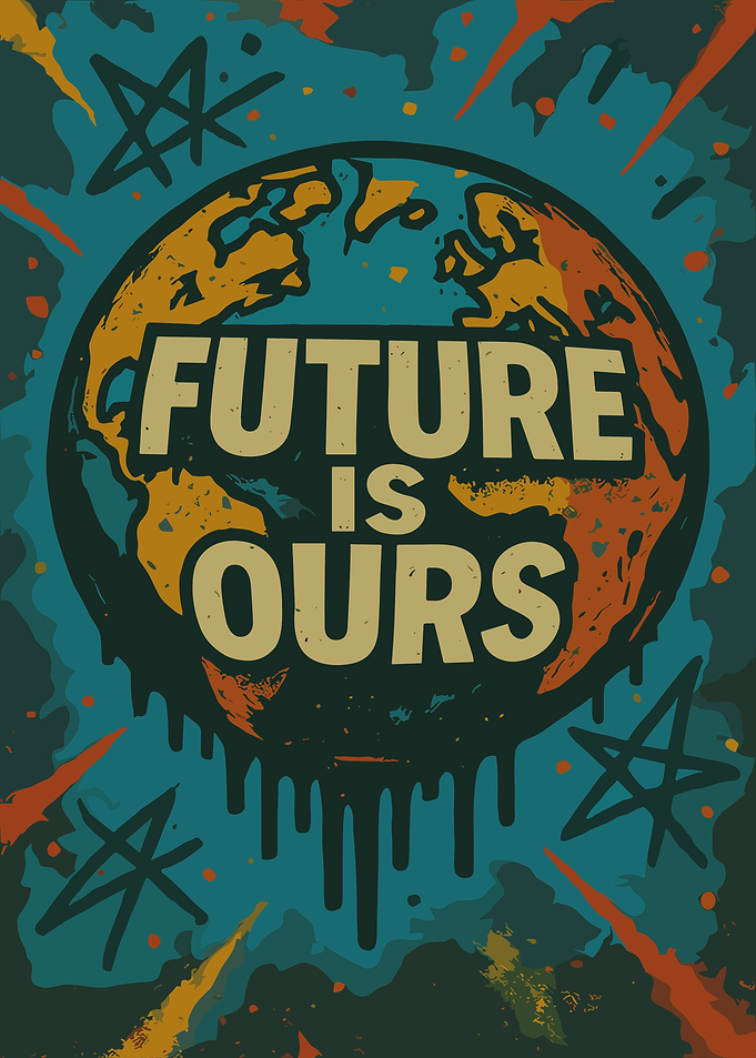 Future Is Ours Earth Poster Distressed Graffiti Planet Wall Art Print