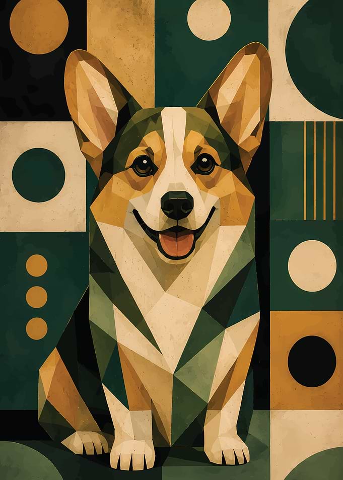 Geometric Corgi Portrait