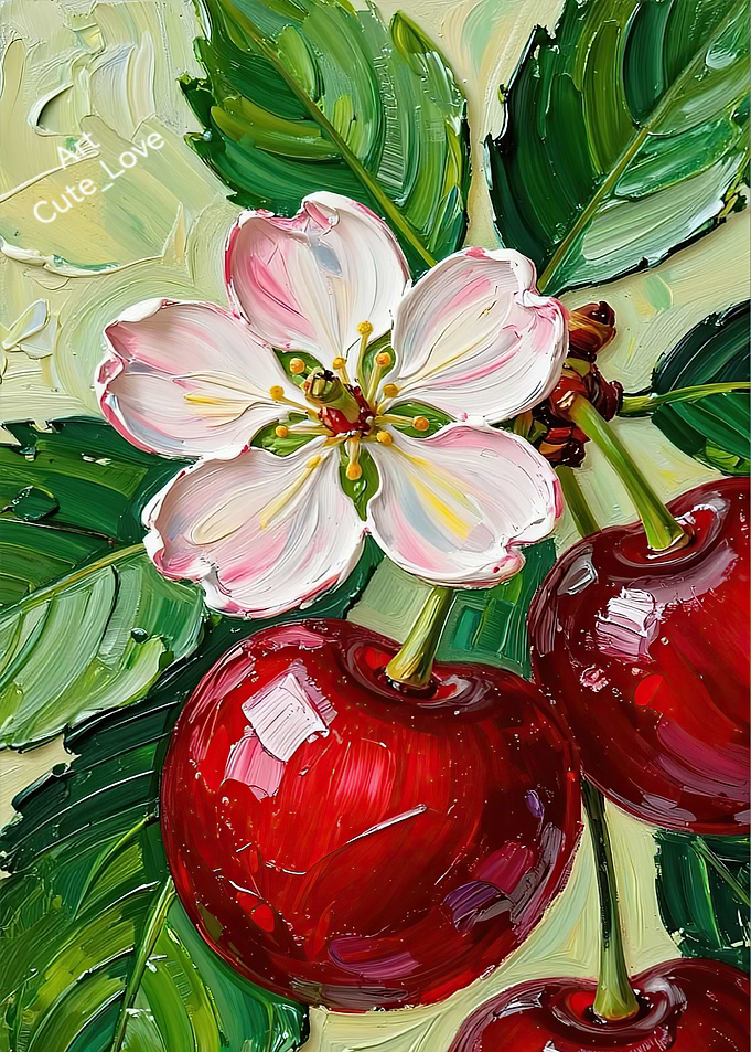 Impressionist Cherry Blossom and Cherries