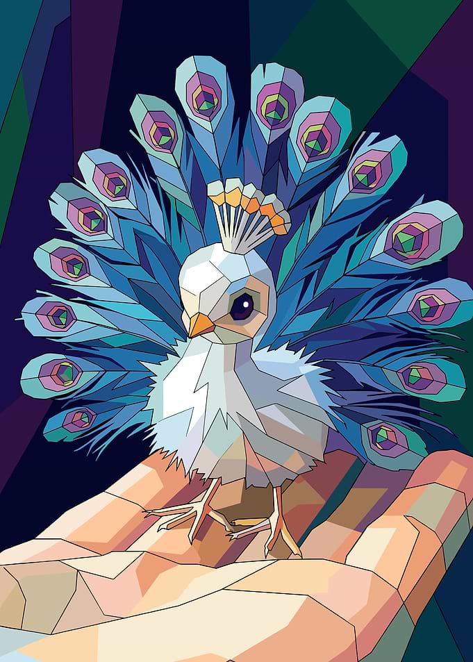 Geometric Peacock on Hand