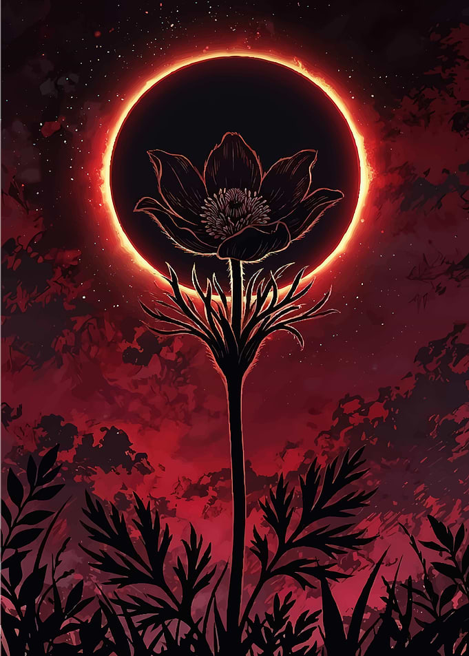 Dark Flower Under Fiery Eclipse