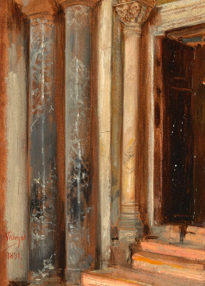 Architectural Detail with Columns and Doorway
