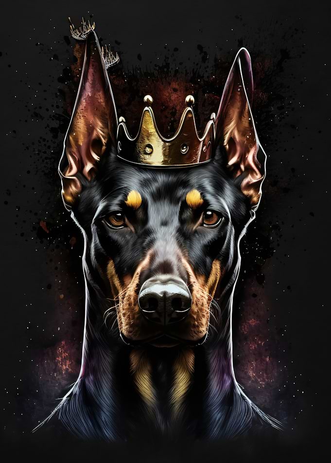 Doberman King with Crown