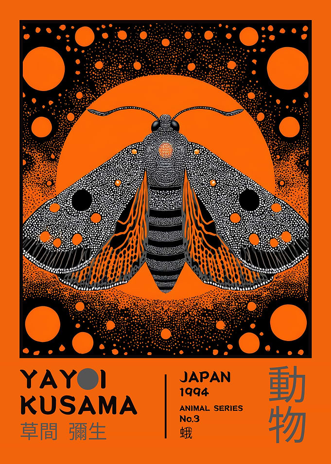 Yayoi Kusama Pop Art Moth Exhibition Poster