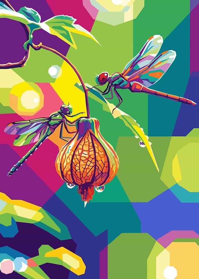 Dragonflies on a Flower
