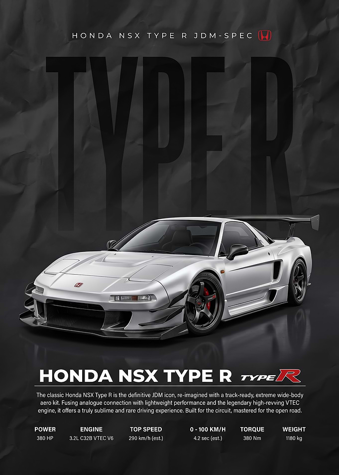 A striking Honda NSX Type R JDM Poster