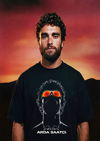 Man in T-shirt with Graphic Print