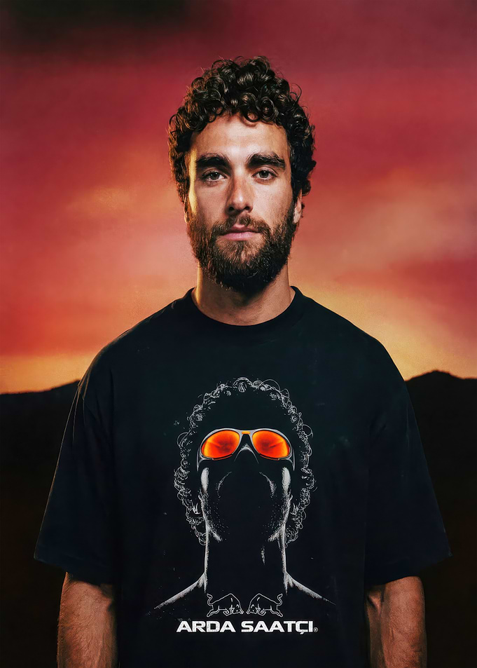 Man in T-shirt with Graphic Print