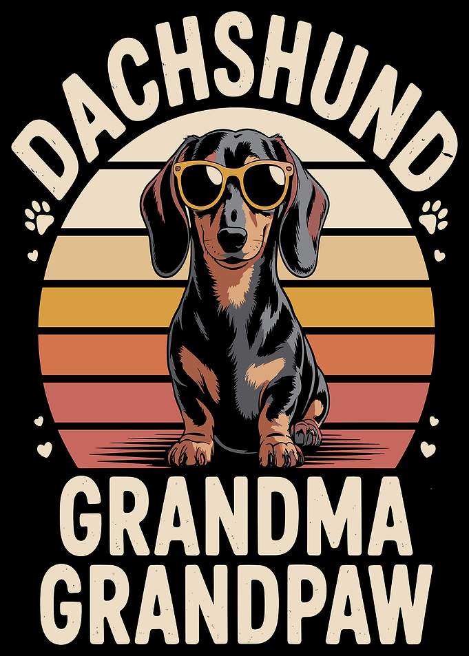 Dachshund Grandma Grandpaw Retro Sunset