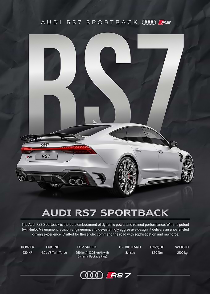 A sleek white Audi RS7 Sportback Poster