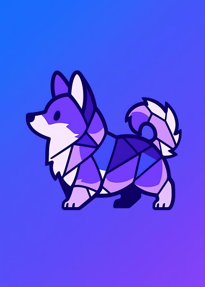 Geometric Purple Corgi