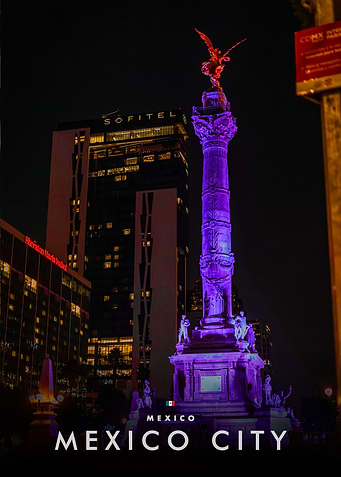 Mexico City Angel of Independence at Night