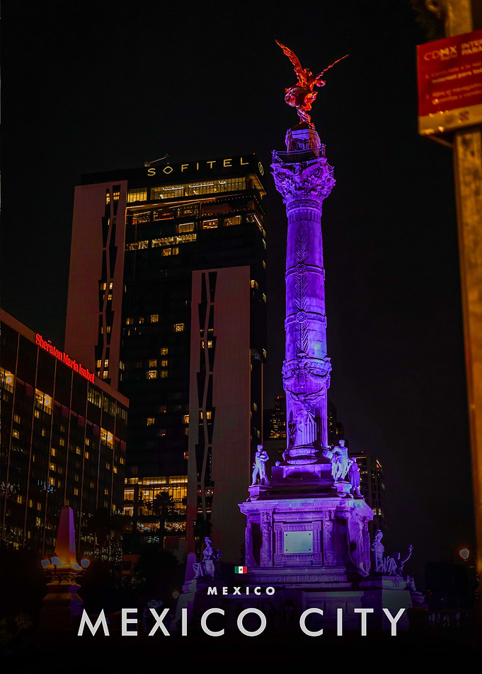 Mexico City Angel of Independence at Night