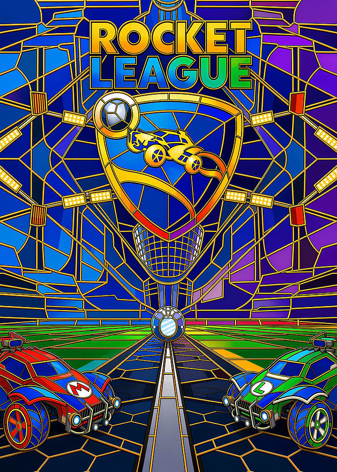 Rocket League Stained Glass Art