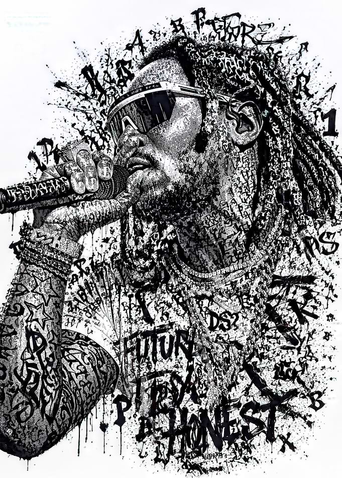 Rapper Future in Graffiti Art Style