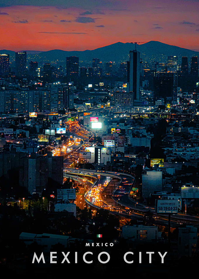 Mexico City Skyline at Dusk