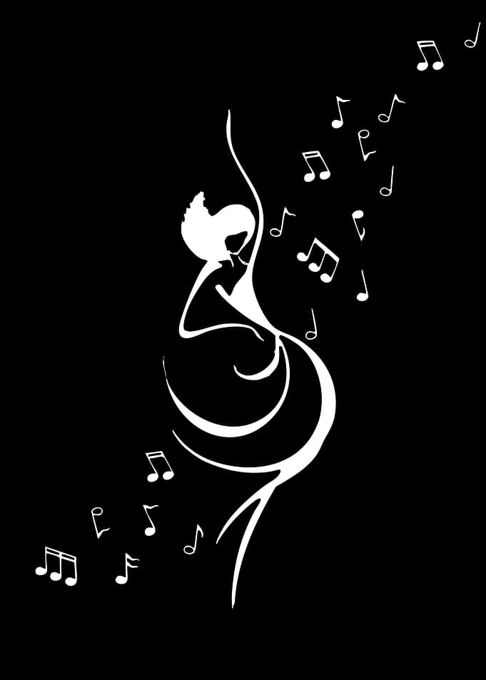 Dancing Figure with Music Notes