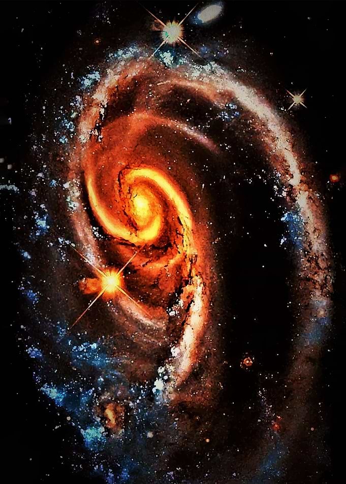 Swirling Galaxy with Bright Stars