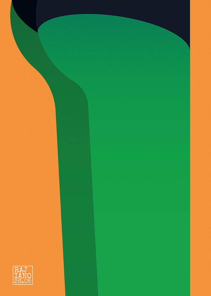 Minimalist Green Silhouette : Abstract Side Profile Leg Art